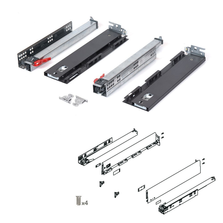 Ящик FLOWBOX с доводчиком (SC), H=106/58мм, L=450мм, антрацит, Samet
