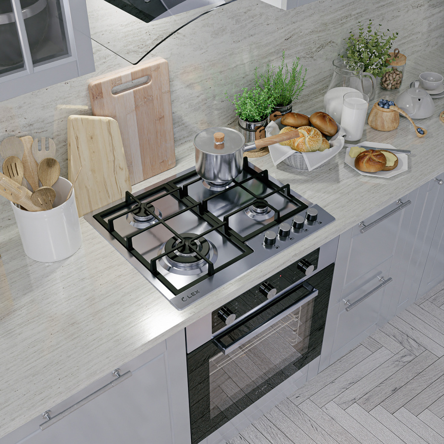 Варочная панель газовая GVS 640 IX, 60см, нерж. сталь, Lex