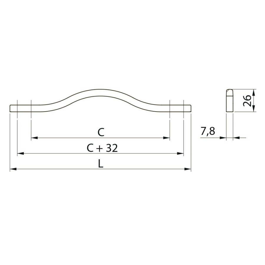 Ручка-скоба, VITO, 160мм, металл, старое серебро