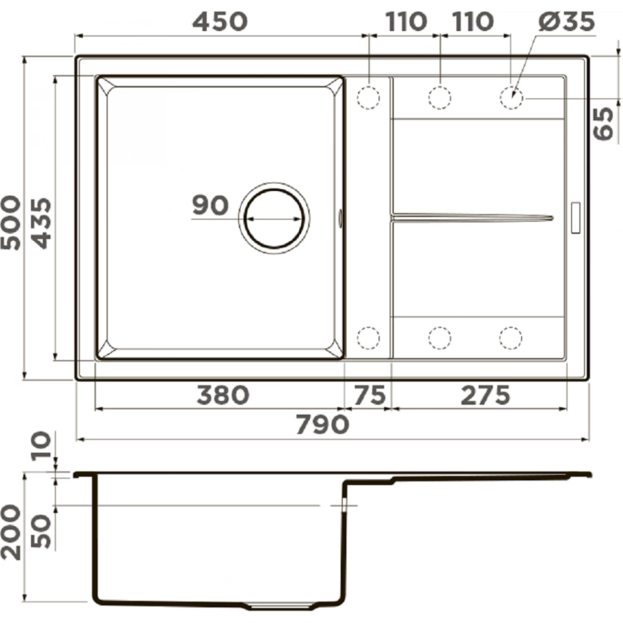 Мойка Sumi 79-GR Tetogranit/leningrad grey