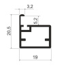 MZ07 Алюминиевый профиль для стекла, 19х20,6мм, L=6000мм, латунь