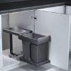 Контейнер для мусора "Solo", 20л, 245х427х396мм, ручное выдвижение, в шкаф на 300мм, графит