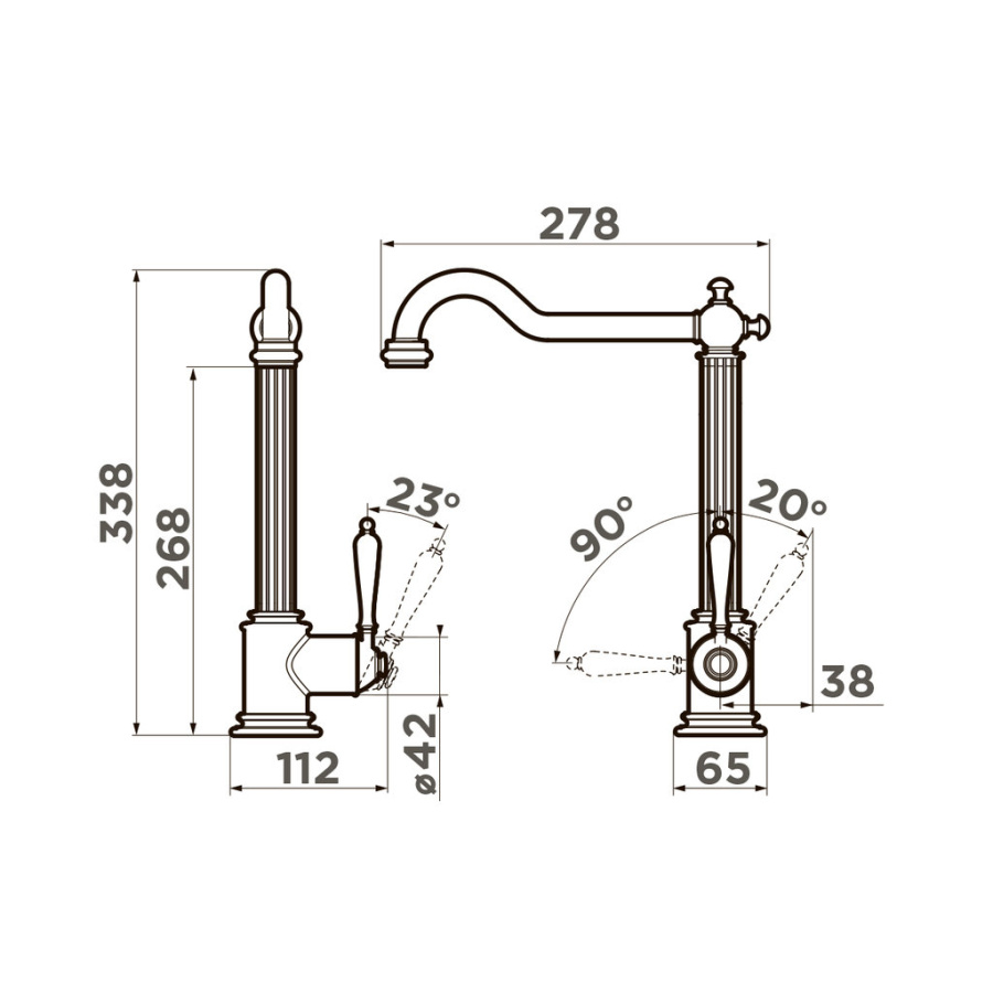 Смеситель Toshima-SI, латунь, античное серебро