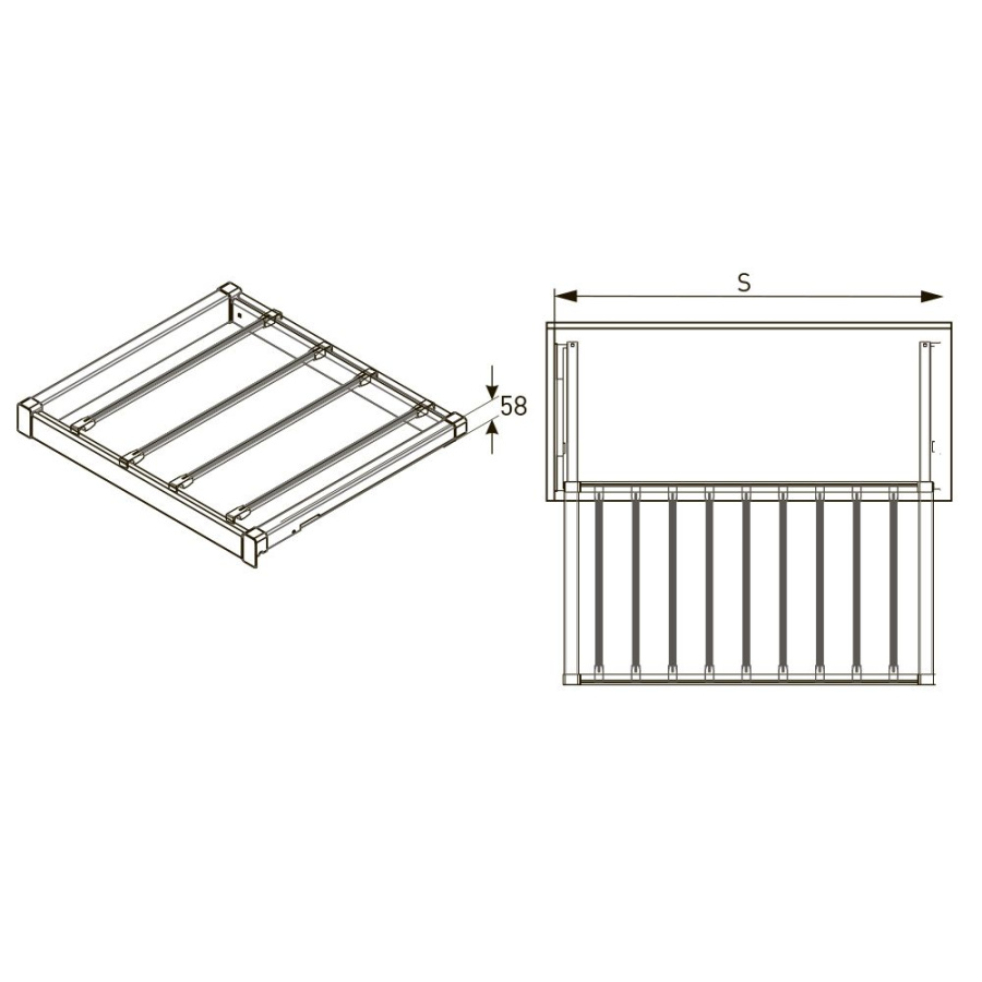 Вешалка для брюк в шкаф на 600мм, 485х530х55, с доводчиком, полное выдвижение, графит