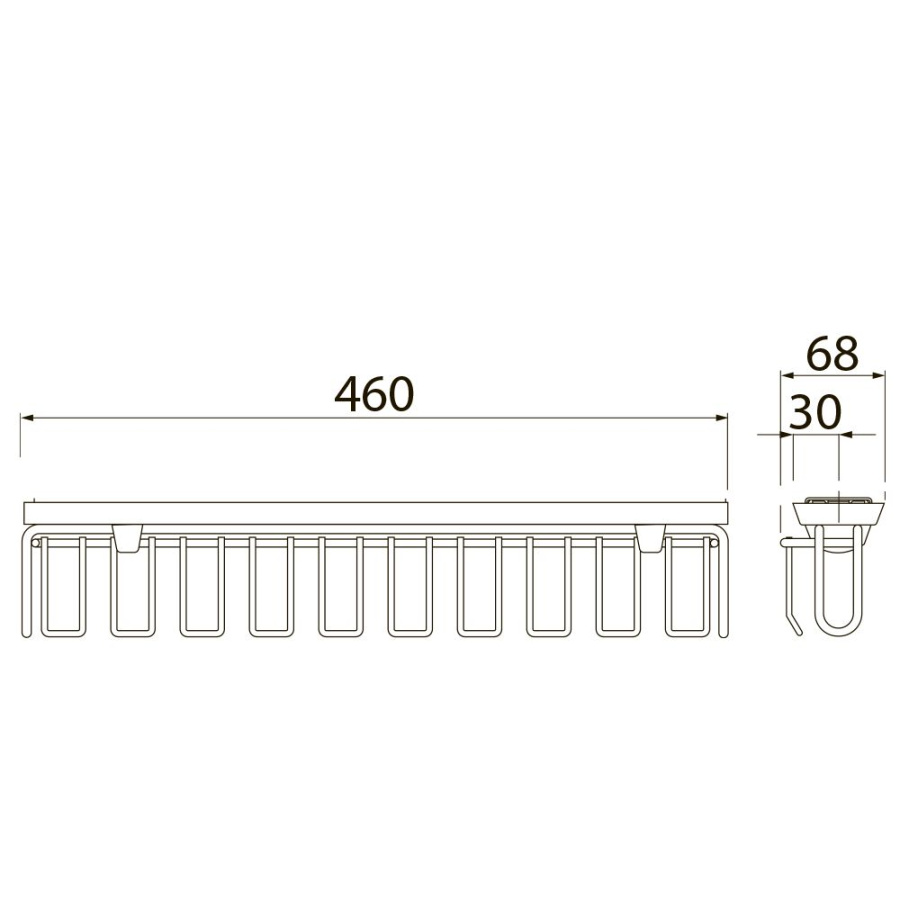 Вешалка для ремней и галстуков SMART, 460х70х75мм, без направляющих, белый