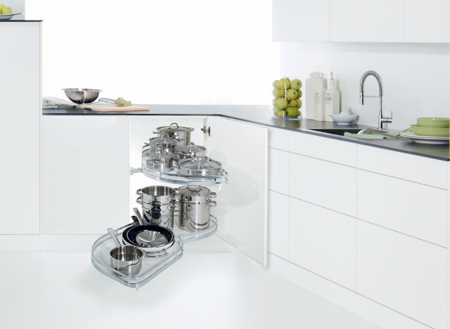 Механизм Леманс 500мм в угловой шкаф, 2 полки, H 600-750мм, левый, хром, Kessebohmer