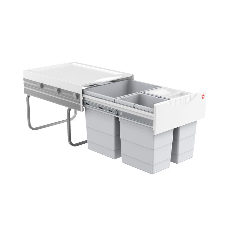 Система сортировки "Space-Saver-Tandem", 1х18л, 2х8,5л, 434х330х347мм, в шкаф 400мм, пластик, серый