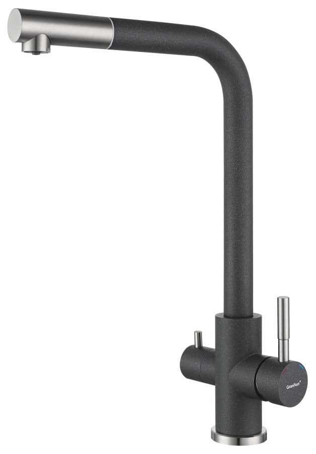 Смеситель GranFest Quarz Z-5421, с краном питьевой воды, темно-серый