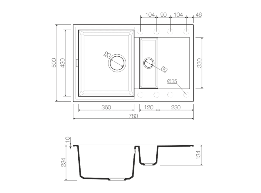 Мойка Sakaime 78-2-EV, Tetogranit/эверест