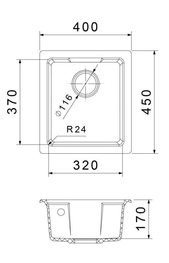 Мойка GranFest URBAN 4540, 450х400 мм, песочный