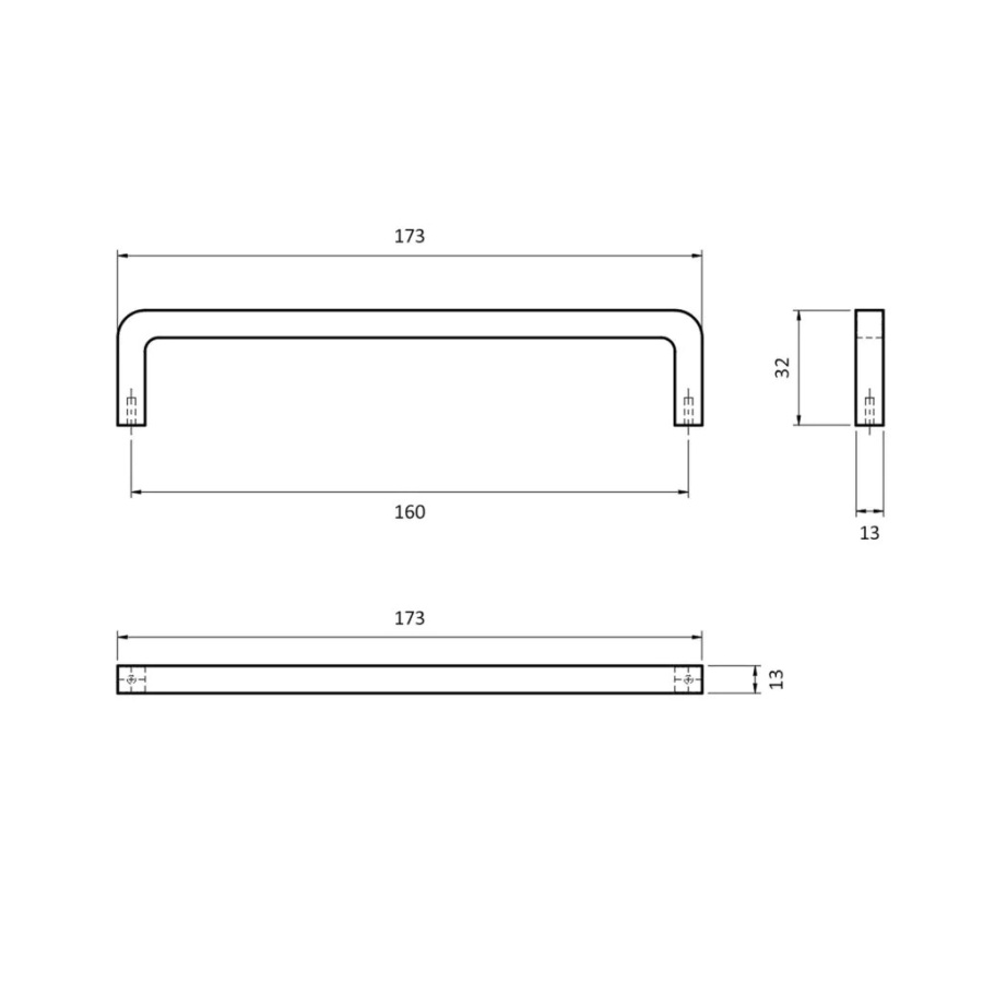 Ручка-скоба, C-6515.P61-G77-A, Hermes, 160мм, металл, черный матовый/матовое золото, Nomet