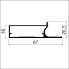 MZ20 Алюминиевый профиль для стекла, 67х20,5мм, L=6000мм, серебро
