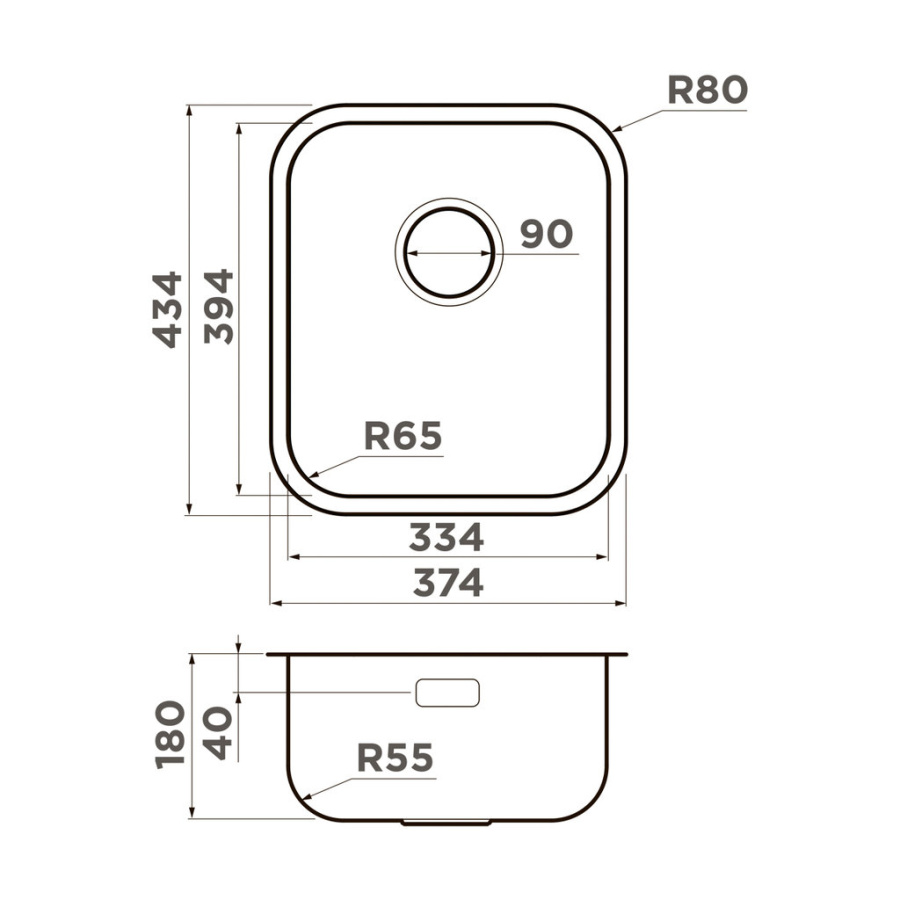 Мойка Omi 38-U/I-IN, нержавеющая сталь, нержавеющая сталь