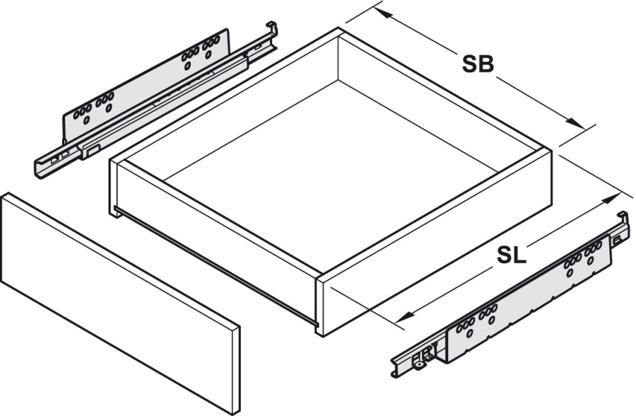 Направляющие скрытого монтажа PUSH TO OPEN, L=300мм, частичное выдвижение, насадной монтаж, Hafele