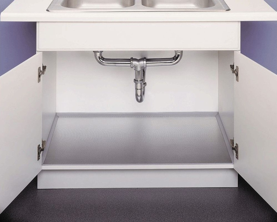 Алюминиевый поддон в шкаф 1200мм, для ящика под раковину, с уплотнителем, алюминий