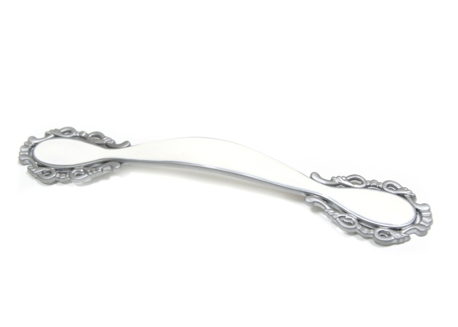 Ручка-скоба, 203, 128мм, металл, матовый хром/белый 