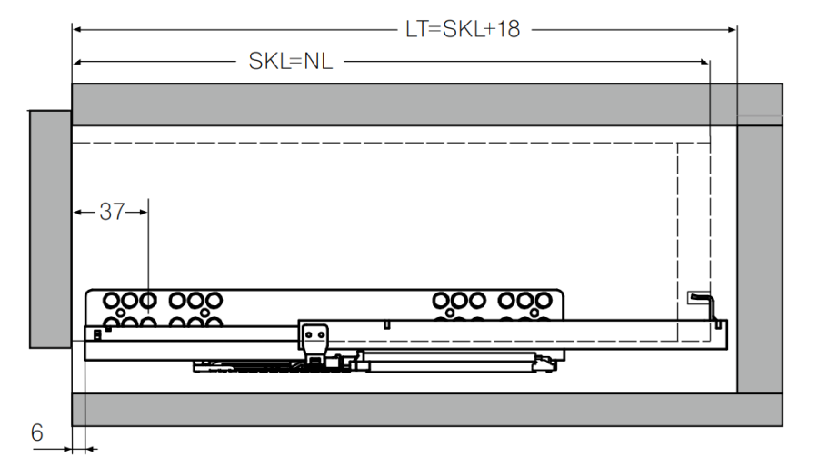 Направляющие скрытого монтажа, 350мм, частичного выдвижения, 25кг/пара, с фиксаторами, Ecomotion