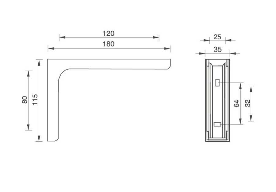 Полкодержатель Г-образный, L=120мм, сталь/пластик, коричневый, без крепежа, Jet