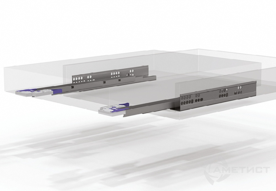 Направляющие скрытого монтажа 300мм, полного выдвижения, без крепления, JET