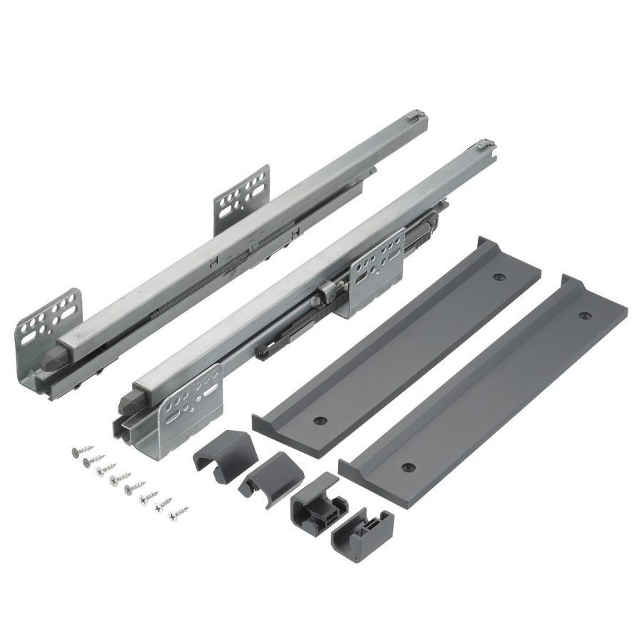 Корзина для белья в шкаф на 600мм, 490х520х210мм, полное выдвижение, с доводчиком, графит