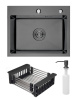 Мойка врезная Ладога 53, 530х430х220мм, нерж. сталь SS201, черный PVD, дозатор+корзина, CMF