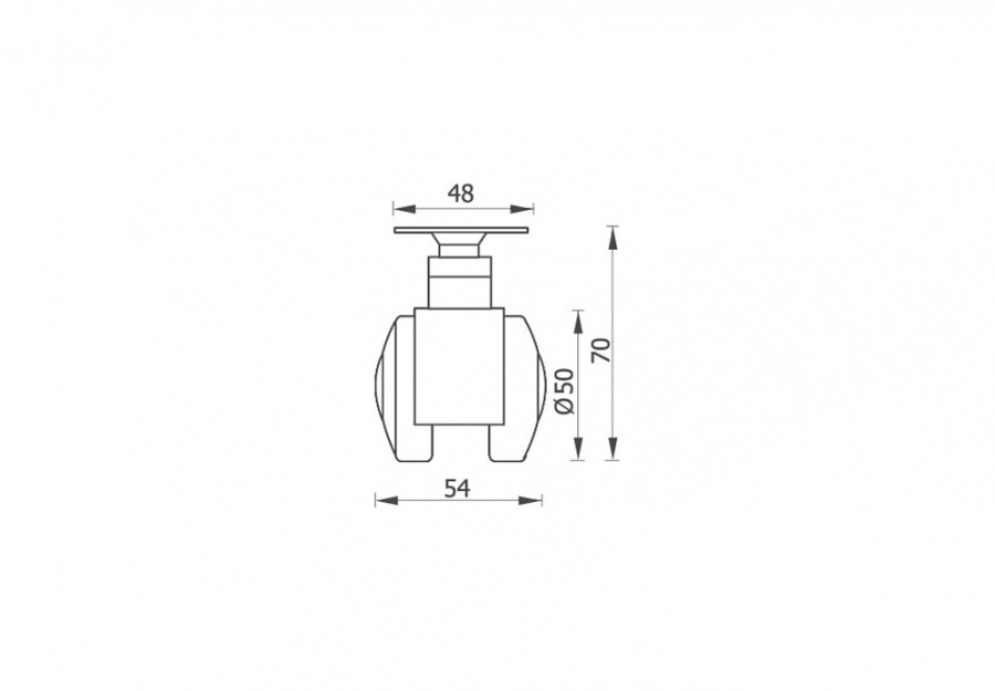 Опора колесная с площадкой, d=51мм, 48х48мм, без стопора, нагрузка 30кг, черный