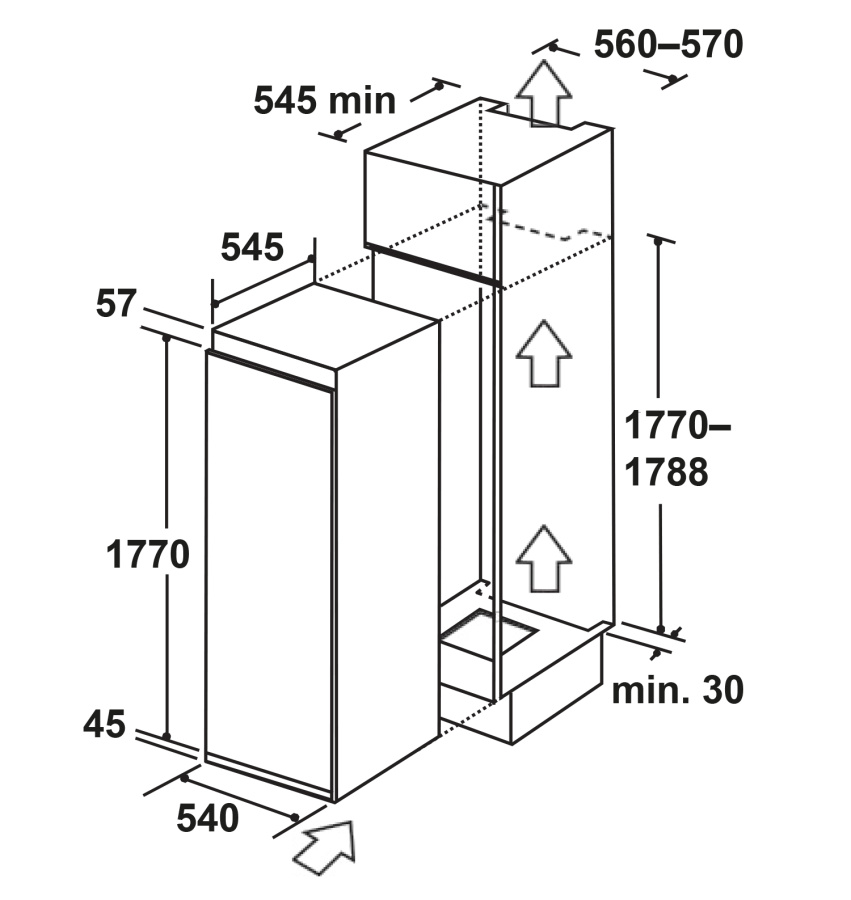 Морозильная камера встраиваемая LBI177.4ID, с инвертором, белый, Lex