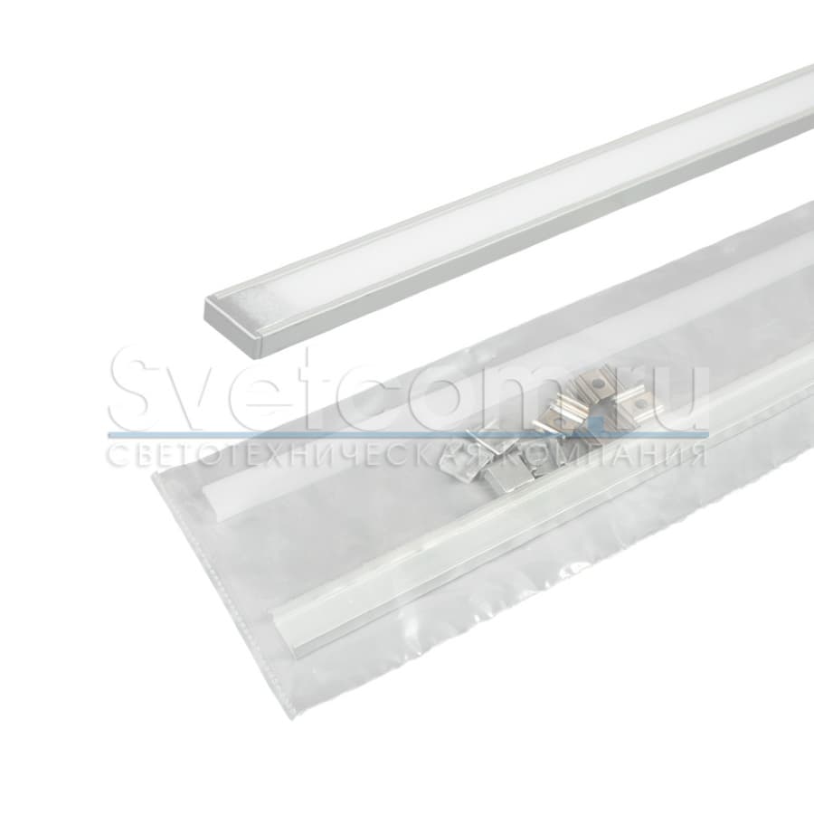 Профиль накладной 16х6х2000мм, лента ≤10мм, белый (диффузор полуматовый, 4 заглушки+4 клипсы), 1506W