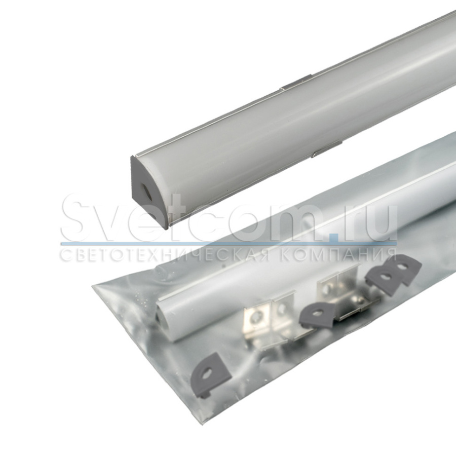 Профиль накладной угловой 16х16х2000мм, треугольный, лента ≤10мм, алюмин.(диффуз.+загл.+клипсы)