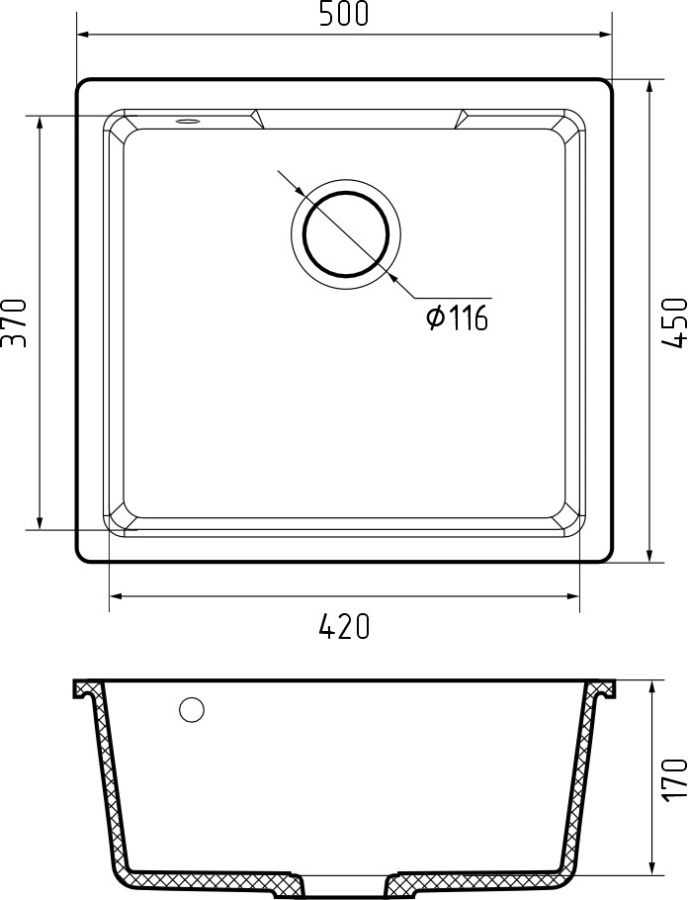 Мойка GranFest URBAN 4550, 450х500 мм, белый