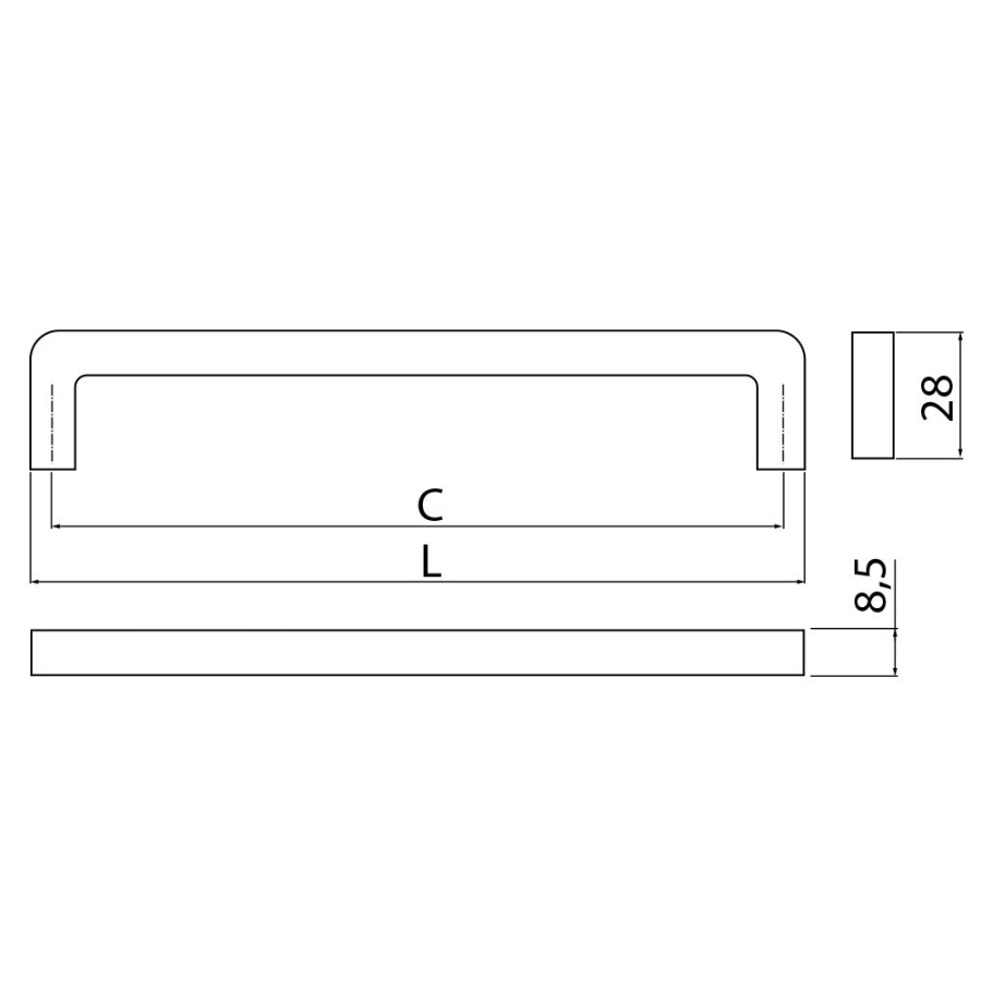 Ручка-скоба, BAGIO, 160мм, металл, матовый хром
