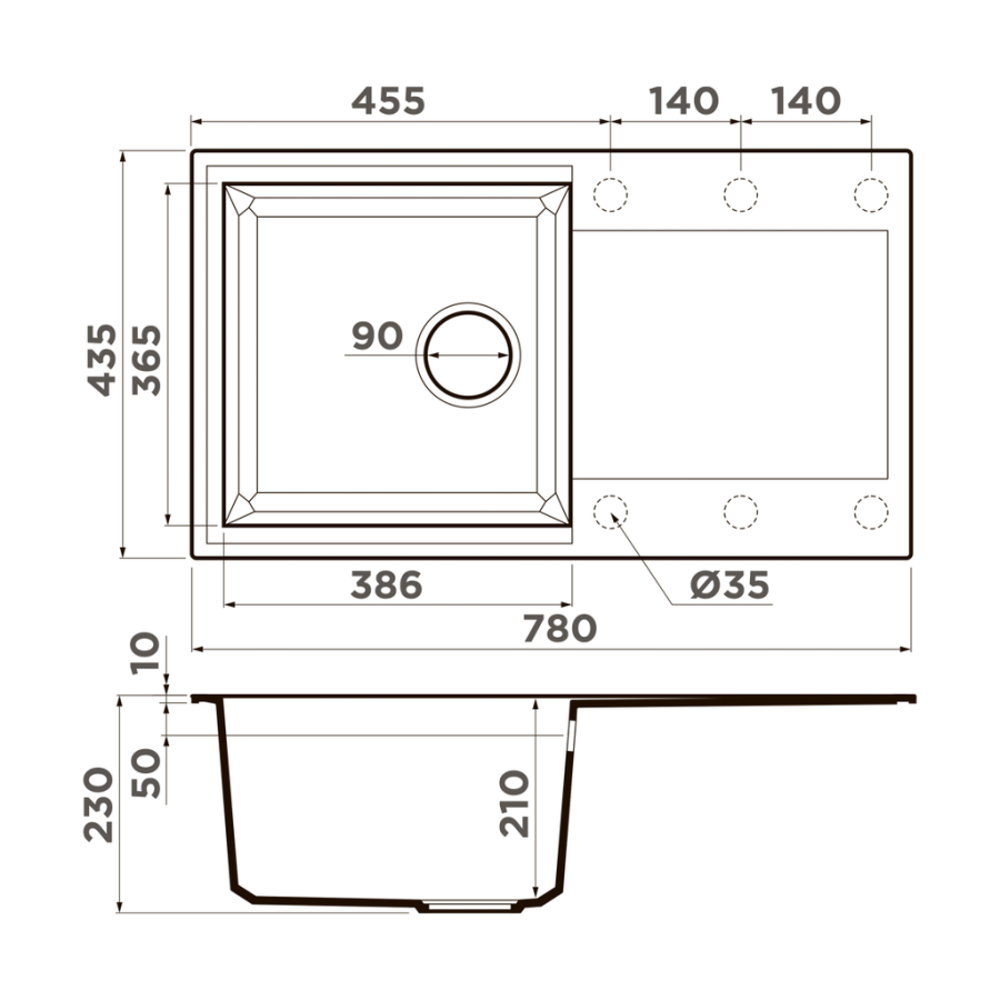 Мойка Sakaime 78-BL, Tetogranit/черный
