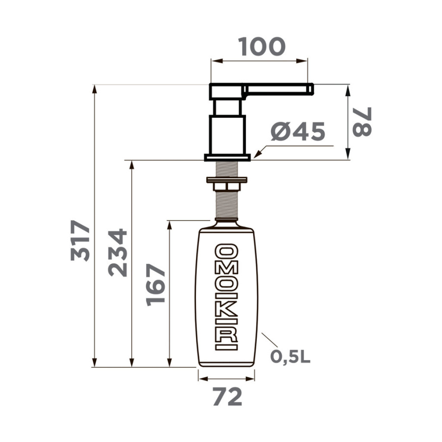 Дозатор для моющего средства OM-05-LG-GB, латунь/светлое золото/графит