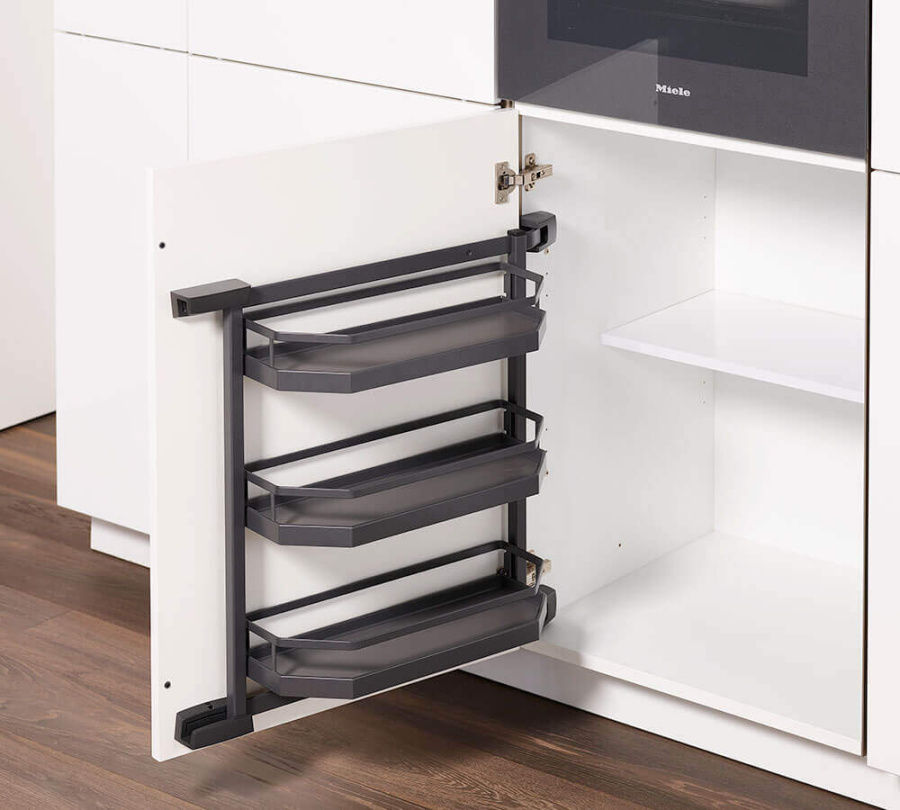 Стеллаж выкатной Тандем Сайд, 2 полки, 600х600мм, в базу на 600мм, антрацит, Kessebohmer