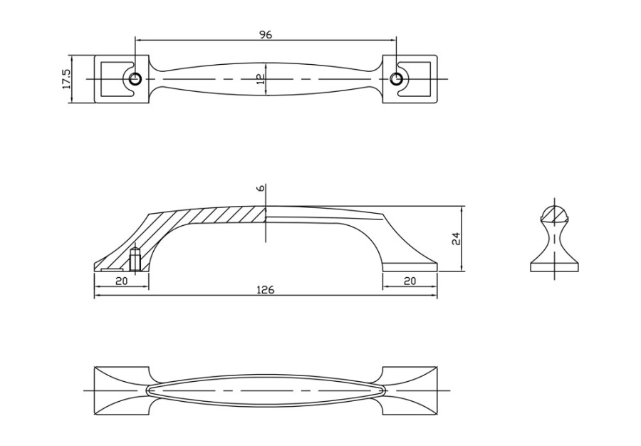 Ручка-скоба, 822, 96мм, металл, черный матовый