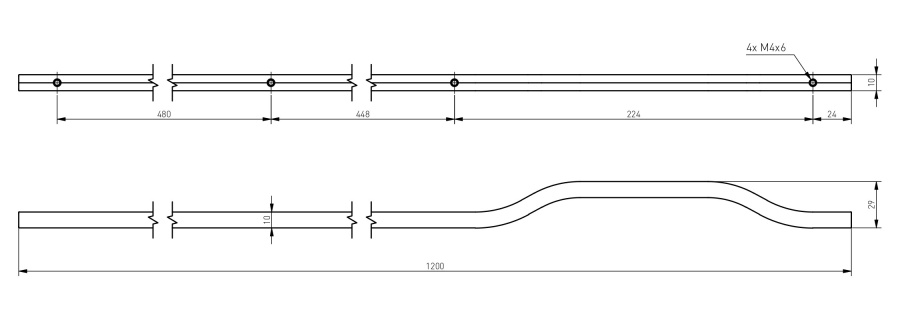 Ручка-скоба, GRAVEL, L=1200 мм, металл, светлое брашированное золото, GTV