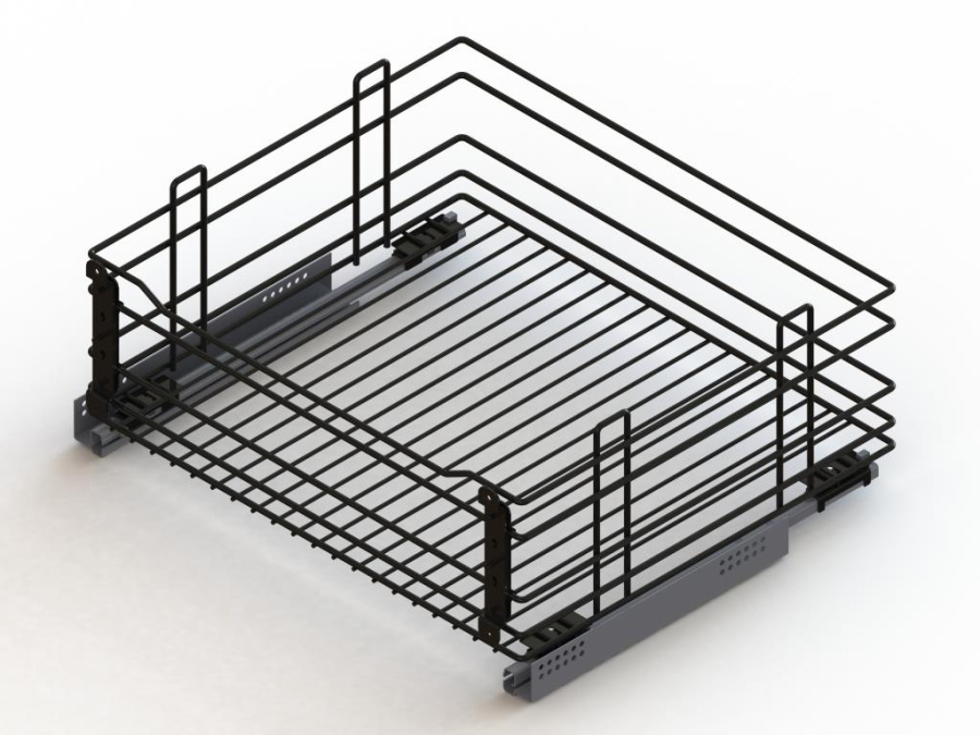 Корзина выкатная 600мм, 545х485х235мм, без направляющих, с креплением, черный