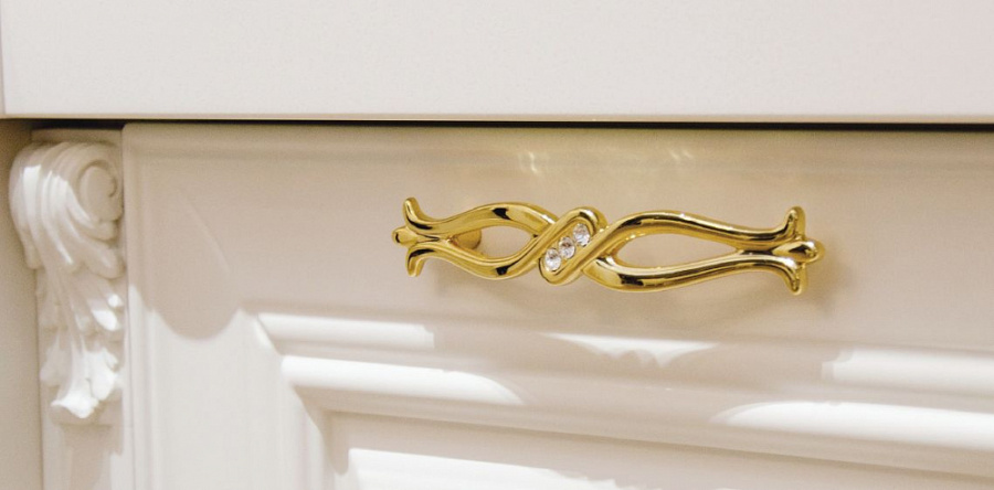 Ручка-скоба с кристаллами, WMN715, 96мм, металл, золото