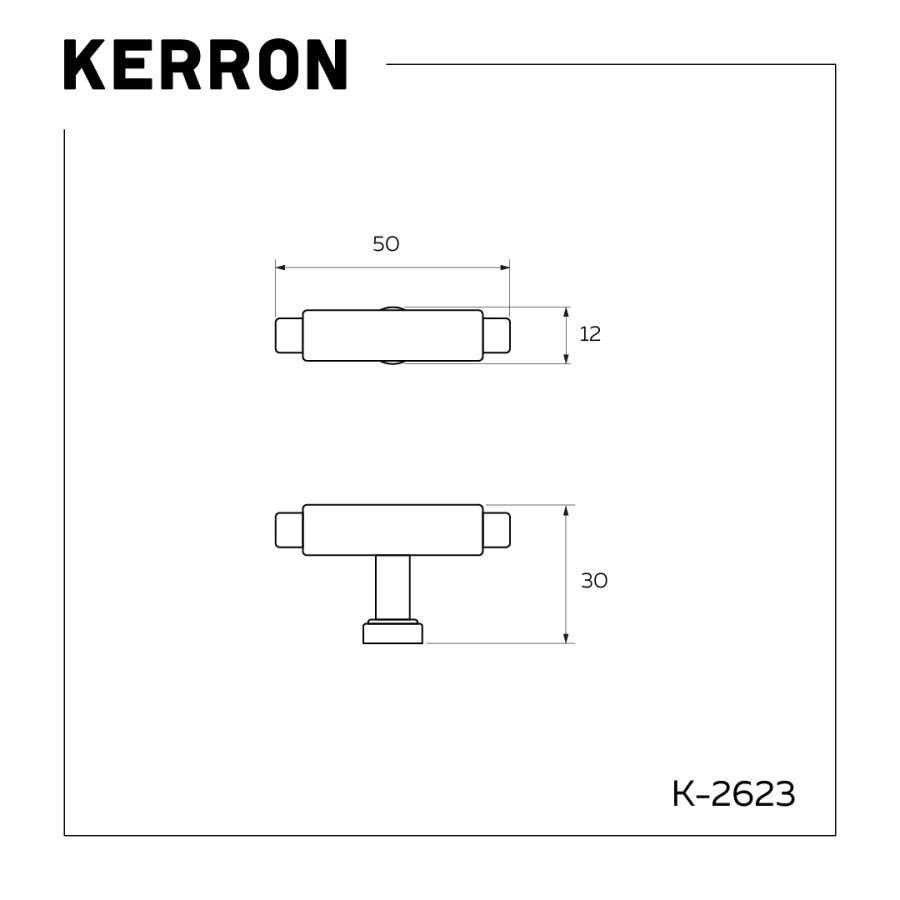 Ручка-кнопка, K-2623 BL, 50х12х30мм, металл, черный матовый
