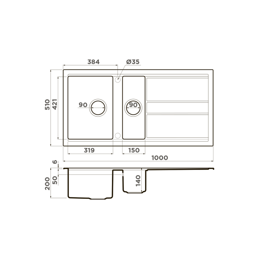 Мойка Kitagawa 100-2-WH, Artceramic/белый