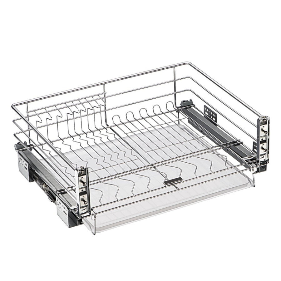 Сушка в нижний шкаф 600мм, скрытые напр. полного выдв. с доводчиком+крепл, хром, HISSEN