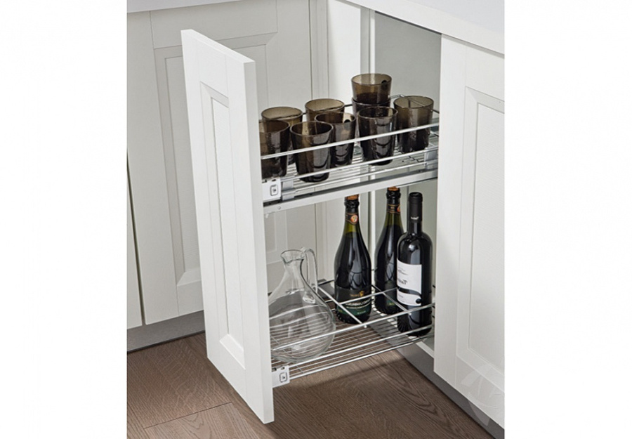 Корзина 300мм, 2 яруса, 264х470х520, двустороннее боковое нижнее крепление, частичное выдвижение, с доводчиком, Hettich