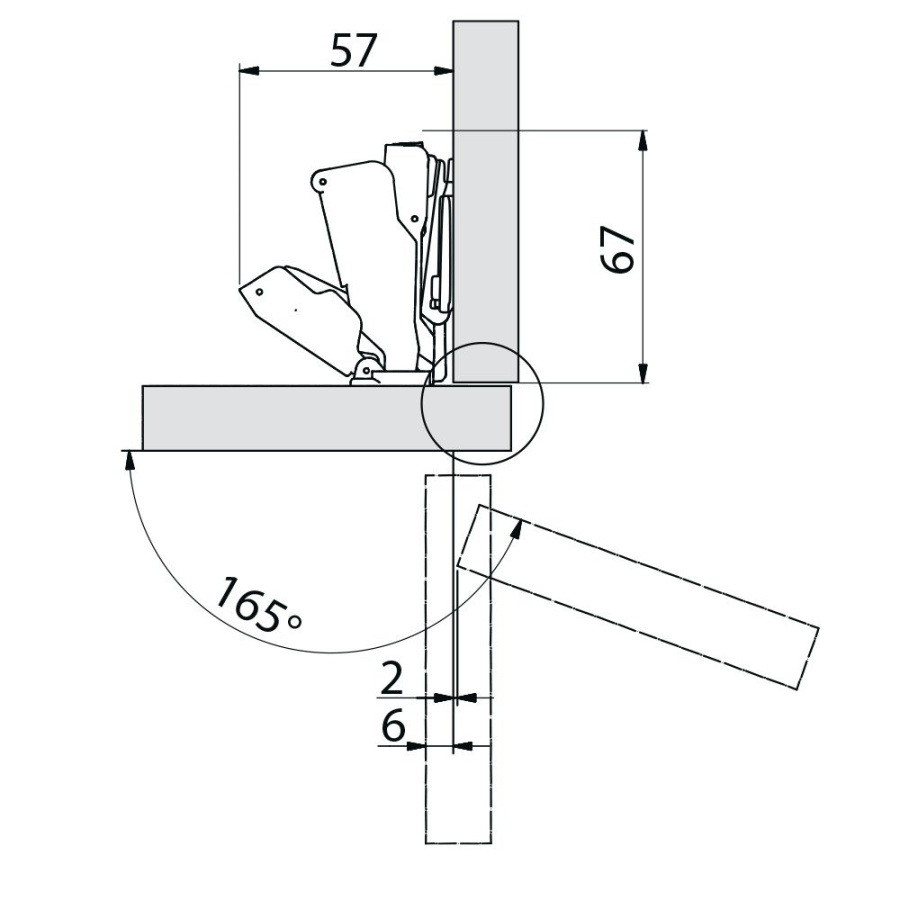 GTV Петля 165*, с планкой 0мм, с доводчиком, БЕЗ еврошурупа, 45мм, 3D-регулировка