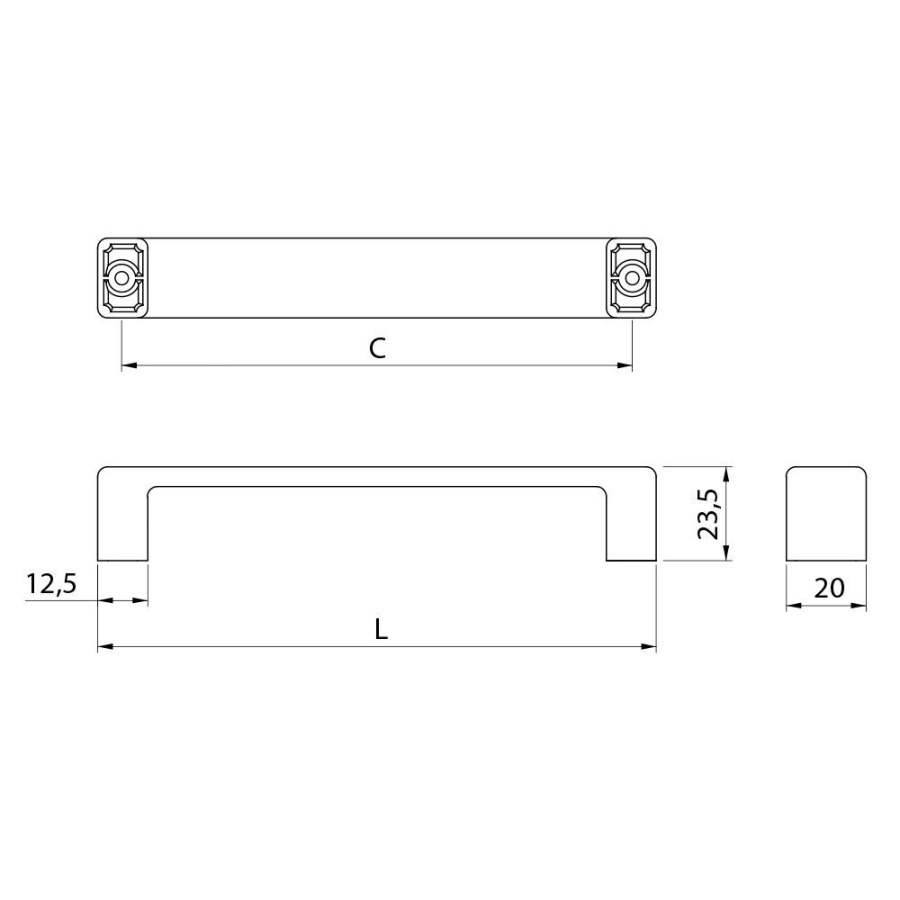 Ручка-скоба, MODENA, 160мм, металл, матовый хром