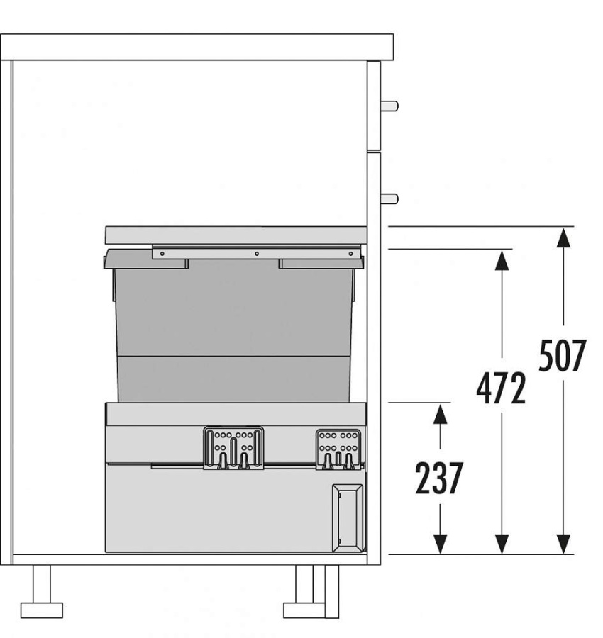 Система сортировки "Cargo-Synchro30", 1х30л, 262-268x403x507мм, в шкаф 450, полн выдв, графит