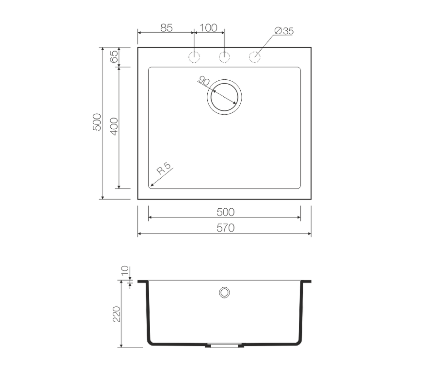 Мойка Bosen 57-BL, Tetogranit/черный