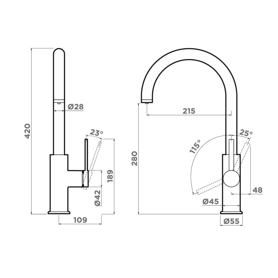 Смеситель Okawa 2 Plus-BN, нержавеющая сталь, нержавеющая сталь  