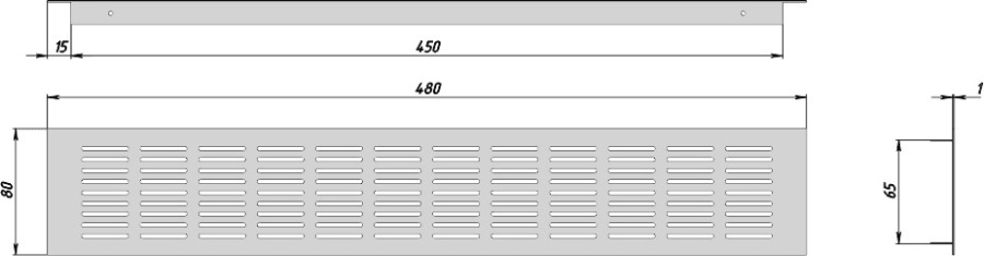 Вентиляционная решетка для цоколя, 480х80мм, алюминий, алюминий, Grade