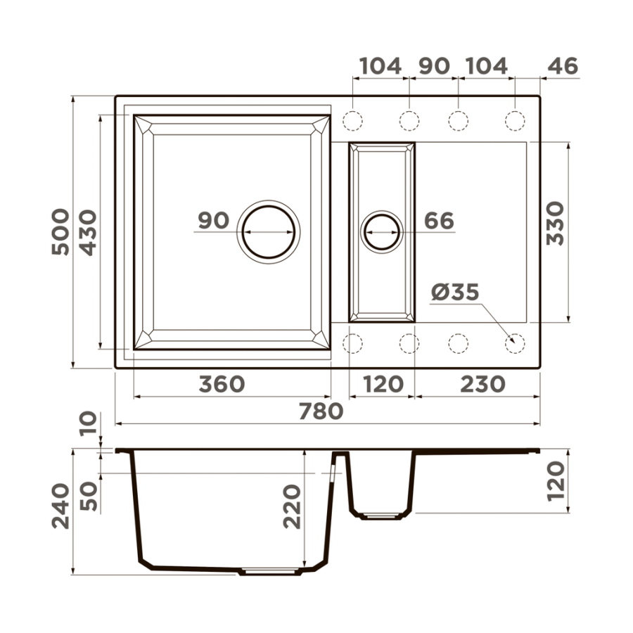 Мойка Sakaime 78-2-SA, Tetogranit/бежевый