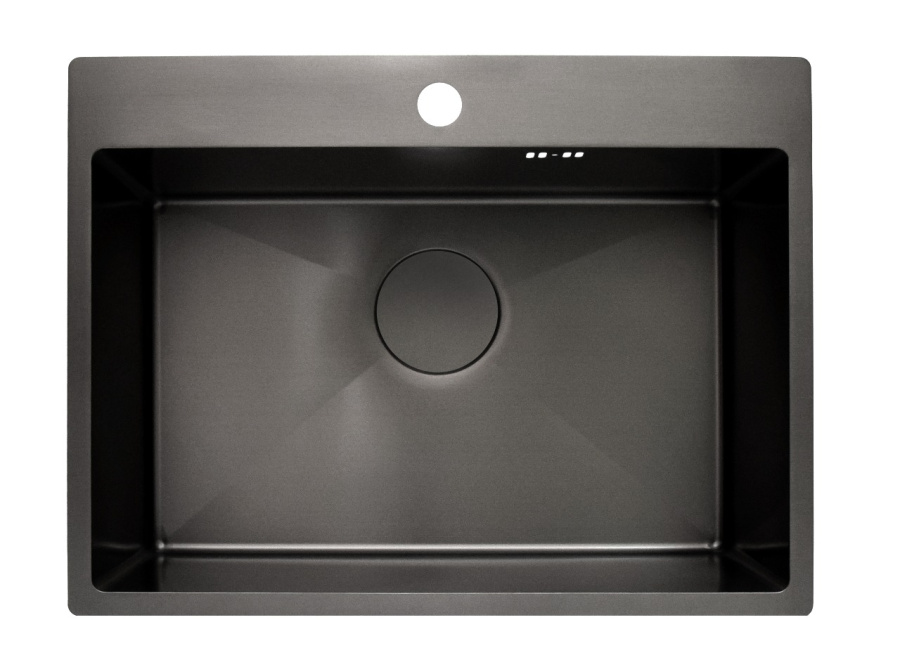 Мойка Онега 60, 600х450х220мм, нержавеющая сталь SUS 304, 1 отверстие, брашированный черный, HISSEN